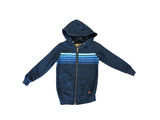 Aviator Nation Grey Zip Up with Blue Stripes, 4 years