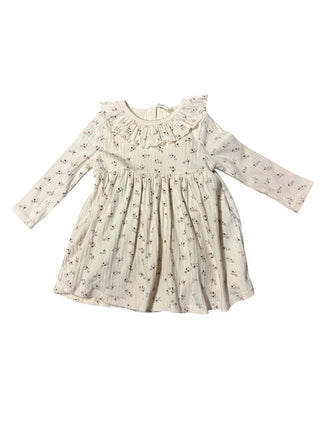 Rylee + Cru Cream Dress with Floral Print and Ruffle Collar, 6-12 months