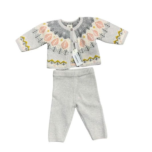 Bonton Knit Pink Cardigan with Knit Pants New with Tags, 3 months