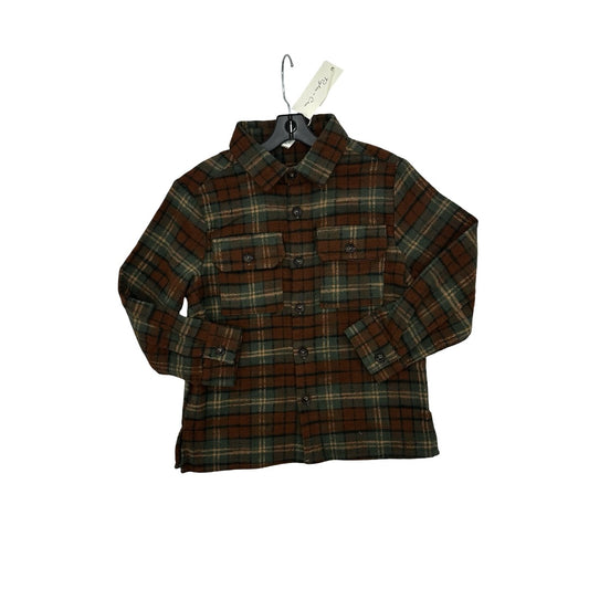 Rylee + Cru Pocketed flannel shirt holiday plaid new with tags sample, 4-5 years