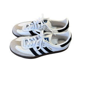 Adidas White Sambas with Black Stripes, 3 big kid
