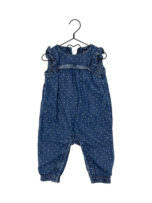 Gap denim romper w/polka dots, 6-12 months