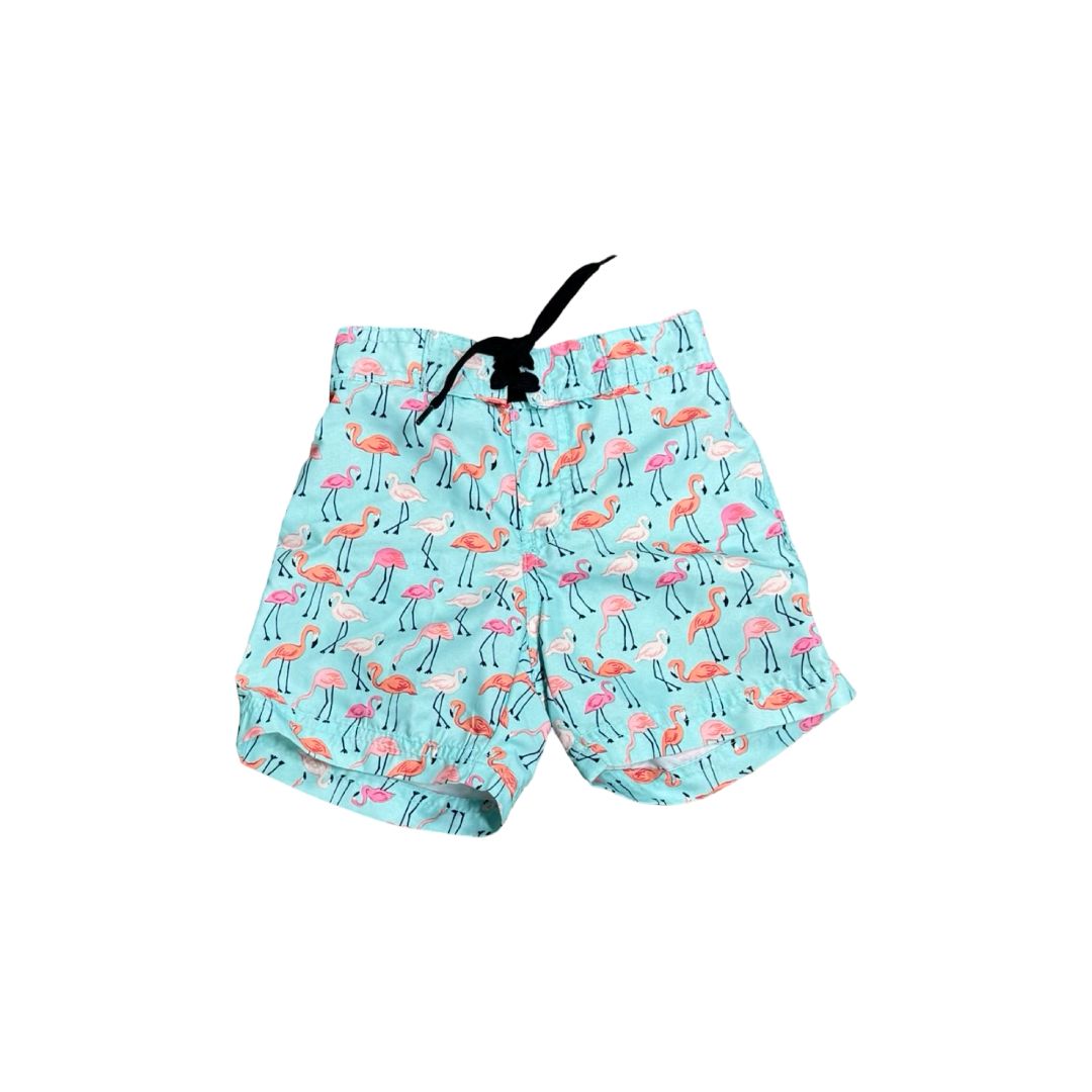 Janie and Jack Blue Swim Shorts with Flamingos, 3-6 months