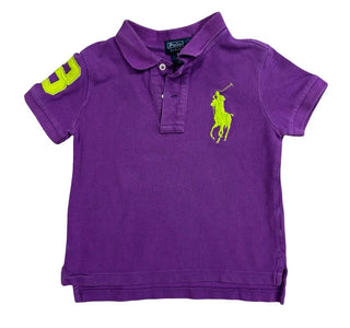 Polo Ralph Laure Purple Ralph Lauren Polo with Lime Green Logo and Embroidery, 3 years