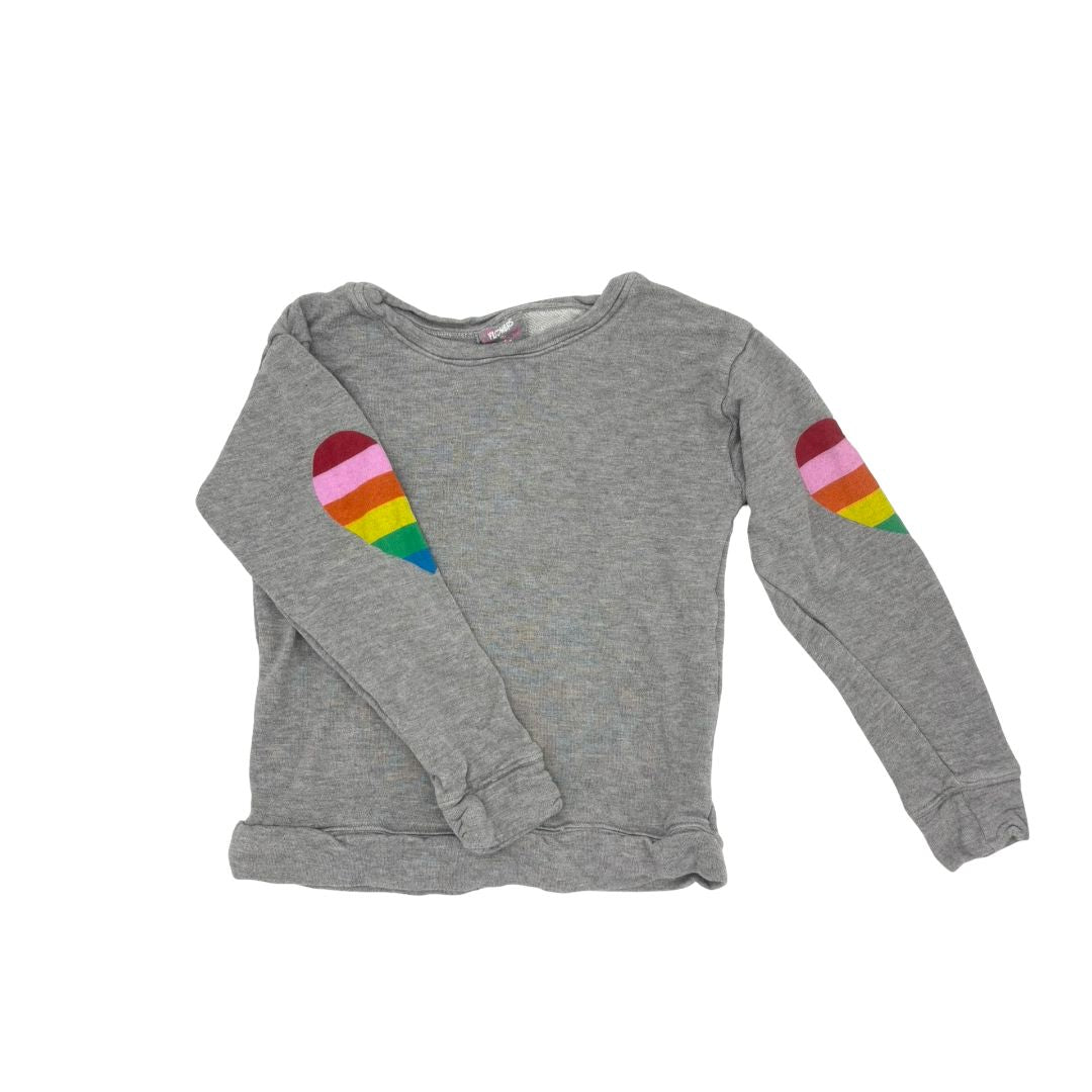 Flowers By Zoe Grey Crewneck with Rainbow Hearts on Elbows, small (6-8 years)