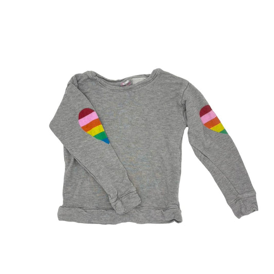 Flowers By Zoe Grey Crewneck with Rainbow Hearts on Elbows, small (6-8 years)