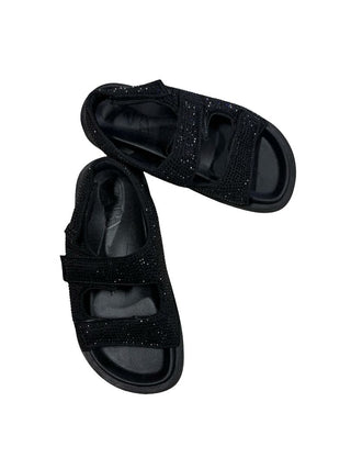 Zara Black rhinestoned sandals with velcro straps, 33 euro