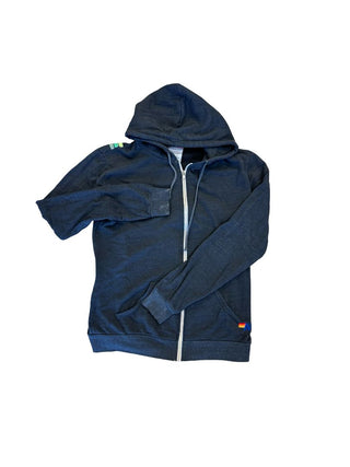 Aviator Nation Charcoal Zip Up with Green Design on Back, xl