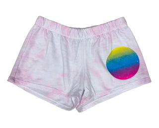 Firehouse Pink and White Tie Dye Shorts with Ombre Circle Graphic, Large