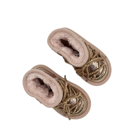 Xiaomibu Pink Sequin Shiny Boots with Pink Faux Fur Lining, eu 23 little kid