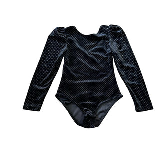 Zara Black Velvet Bodysuit with Grey Sparkles, 9 years