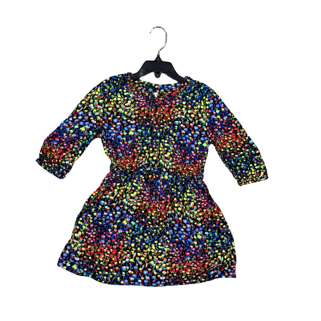 Gap Black Dress with with Colourful Flowers, 4-5 years