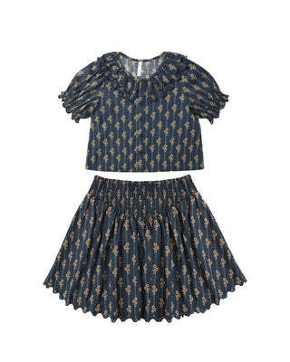 Rylee + Cru Smocked Vintage Bloom V Mini Skirt and Liv Blouse Set Brand New with Tags, 4-5 years