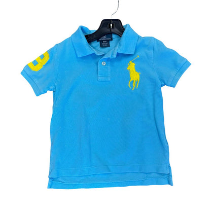 Ralph Lauren blue collared polo shirt w/some stains, 4 years