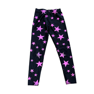 Dori Creations Spandex Black Leggings with Purple Stars, 7 years