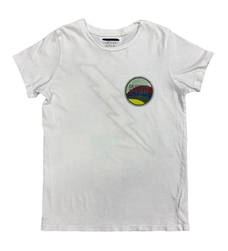 Californian Vintage White Tee with Logo and Lightning Graphics, 8 years