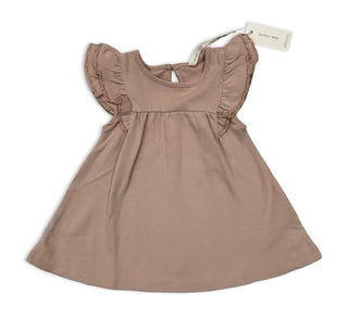 Quincy Mae Beige Flutter Sleeve Dress, 12-18 months