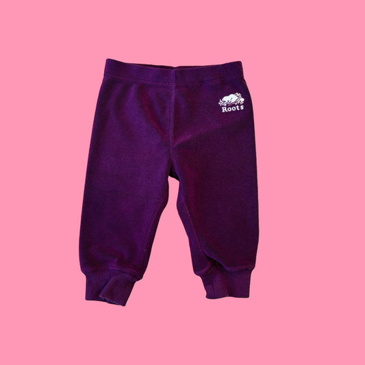 Roots Babt Purple fleece pants, 6-12 months