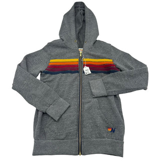 Aviator Nation 5 stripe Heather grey zip up hoodie Brand new with tags on, 8 years