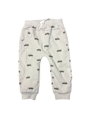 Petit Lem Beige Sweatpants with Pickup Truck Pattern, 18 months