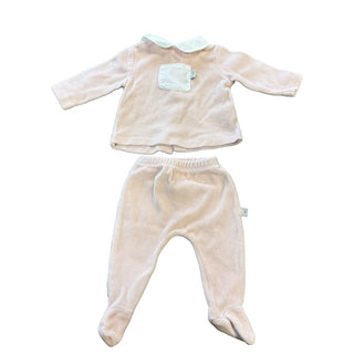 Filobio Pink velour top/pant set, 1 month
