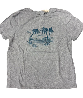 Louise Misha Grey Tee with Teal Beach Graphics, 8 years