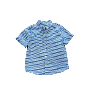 Vineyard Vines Blue and White Tree Pattered Collard Button Down T-Shirt, 7 years