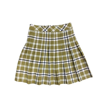 Sunday Best Olive Gingham Pleated Skirt , 0