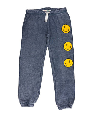 Vintage Havana Marled Blue Sweatpants with Smiley Faces, 14 years