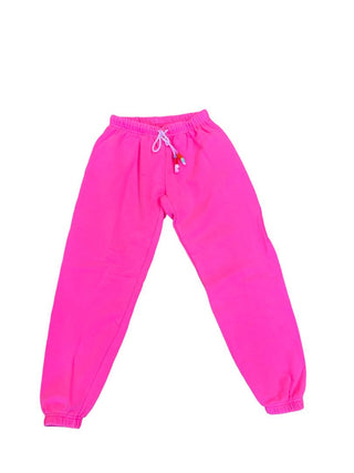Katie J neon pink sweatpants with beaded drawstring, medium