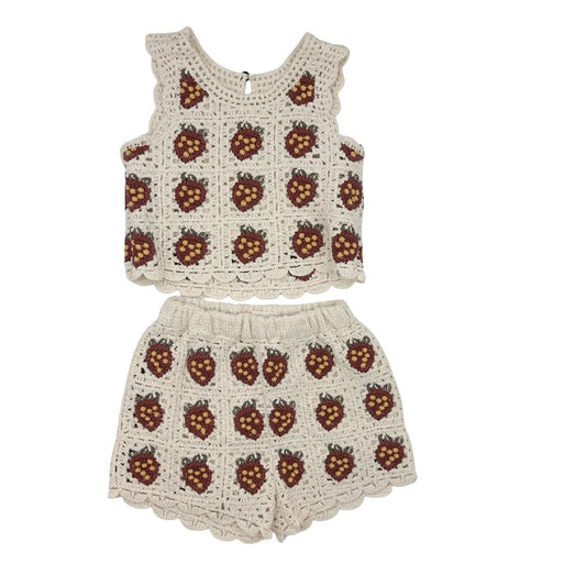 Rylee + Cru strawberry crochet set, 6-7 years