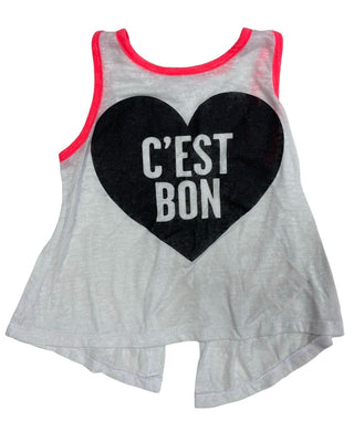 Joah Love Graphic Tank with C'est Bon and Split Back Detail, 6 years