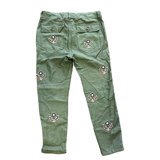 The Great Embroidered The Slouch Army Pants in Olive Green, 25