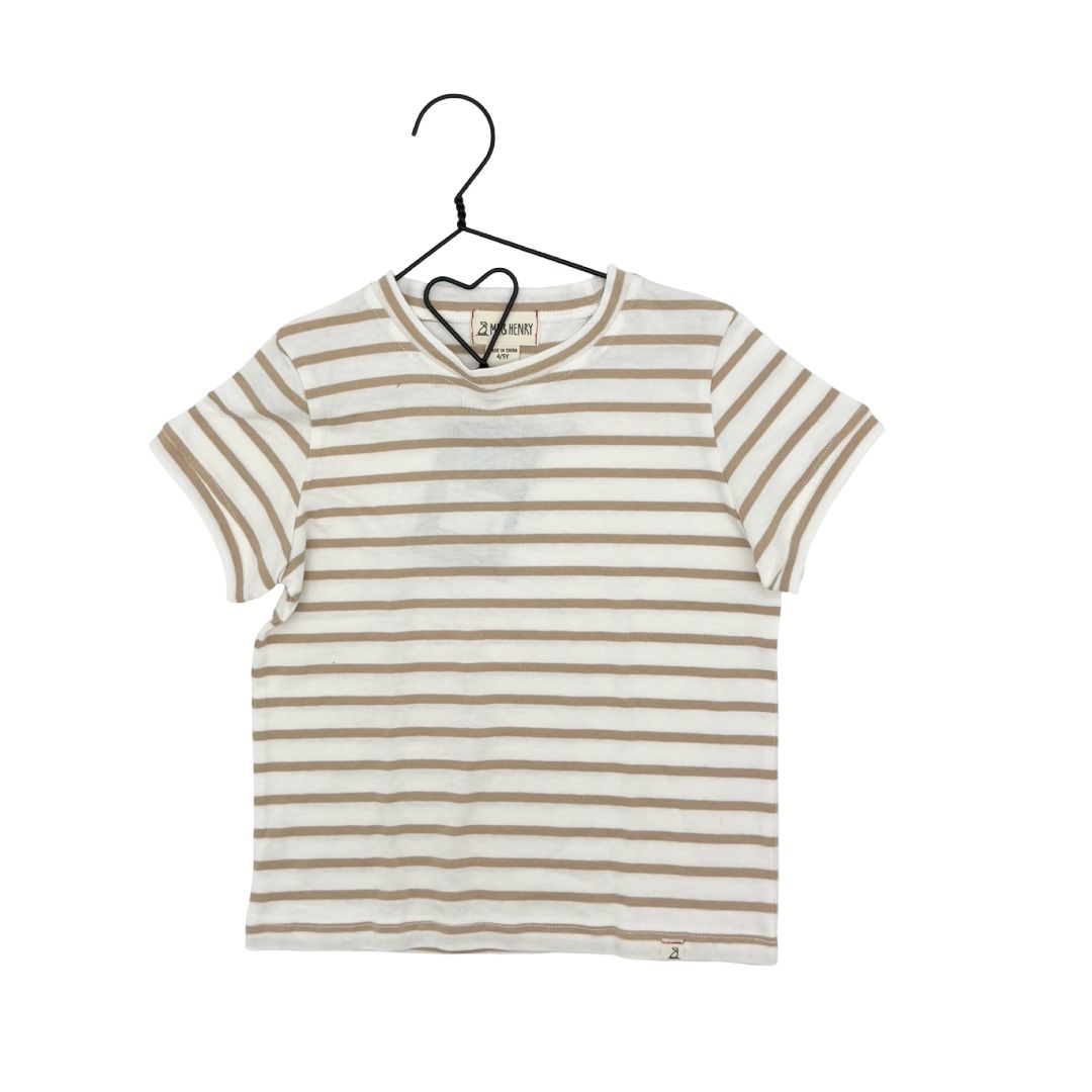 Me & Henry Light Brown and White Striped T-Shirt New with Tags, 4-5 years