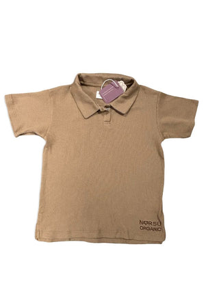 Norsu Organic Waffle Knit Brown Collared Polo Shirt, 4-5 years