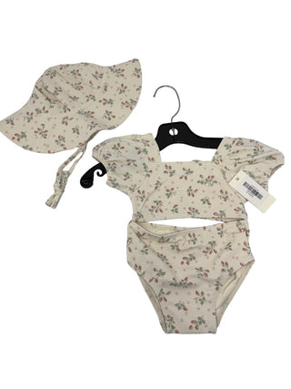 Quincy Mae Strawberry swimsuit w/ hat, 6-12 months