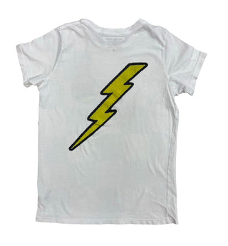 Californian Vintage White Tee with Logo and Lightning Graphics, 8 years