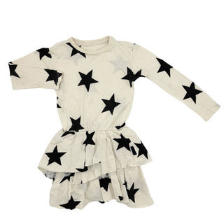 Nununu Cream/White Dress with Black Stars, 3-4 years