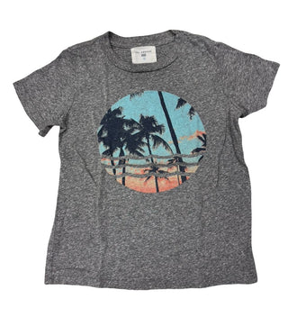 Sol Angeles Marled Grey Tee with Palm Tree Sunset Graphic, 8 years