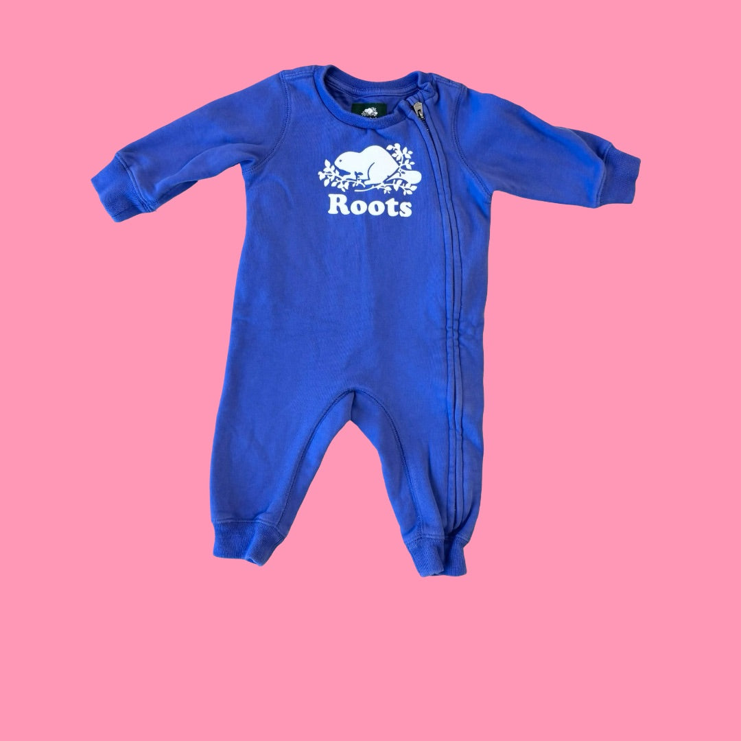 Roots Baby Purple fleece one piece, 6-12 months