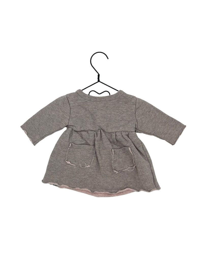 Mini Mioche grey/pink dress, 3-6 months