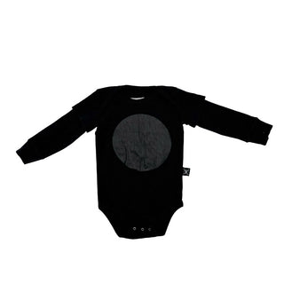 Nununu Black Long Sleeve Onesie with Black Circle, 18-24 months