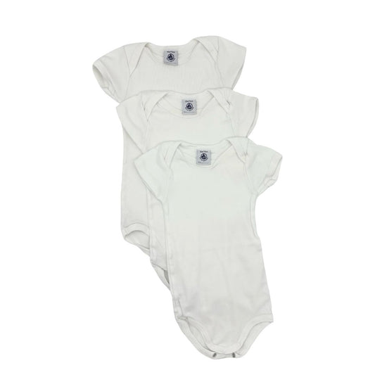 Petit Bateau 3  x white onesie, 12 months