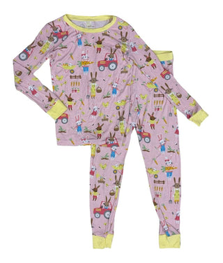 Little Sleepies Pink Bunny Pattern Pajama Set, 5-6 years