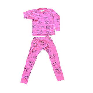 Nununu Pink with Scribbled Skull Design Loungewear Set, 10-11 years