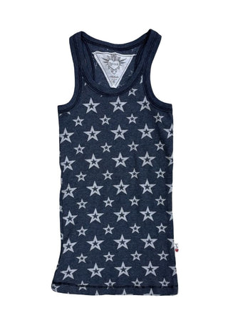 T2 Love Blue Washed Rib Knit Tank with Star Pattern, 6 years