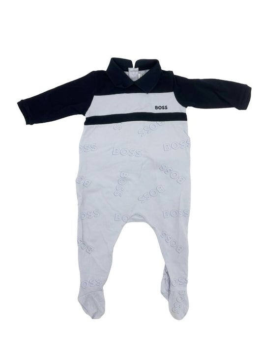 Hugo Boss Blue Collared Sleeper with Feet, 9 months