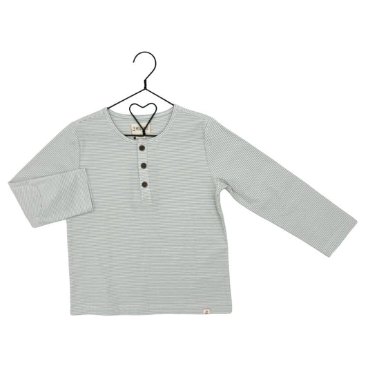 Me & Henry White and Green Striped Long Sleeve Quarter Buttons New with Tags, 4-5 years