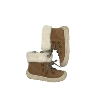 Geox Brown Suede with White Fure Lining Boots with Zipper and Laces, 6.5 little kid