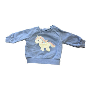 Hux Periwinkle unicorn sweatshirt, 6-12 months